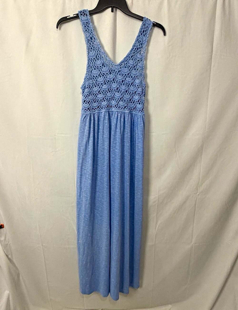 New Aerie Blue Crochet V-Neck Sleeveless Maxi Dress Women’s Size L